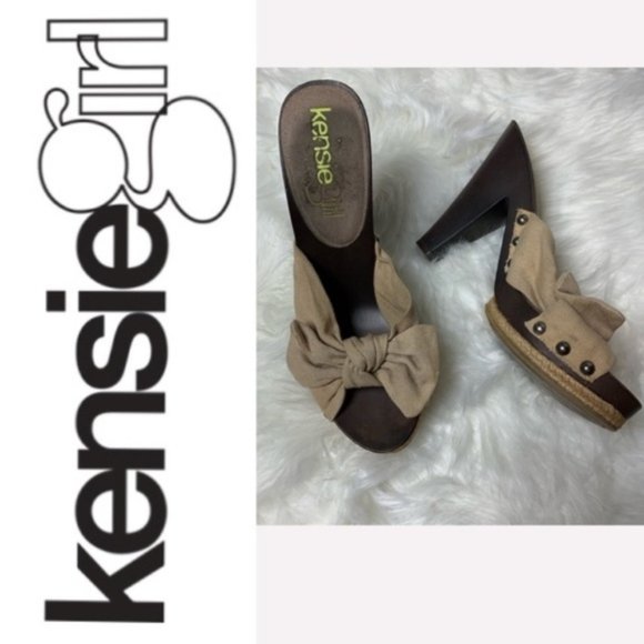 Kensie Girl Shoes - KENSIE GIRL TAN PEEP TOE BOW PLATFORM HEELS SZ 7